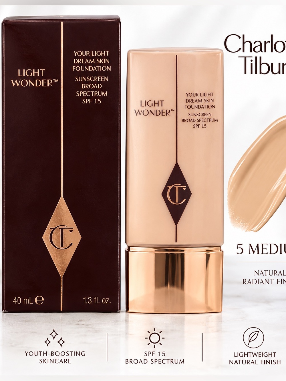 Charlotte Tilbury Light Wonder Foundation SPF 15 5 Medium 40ml